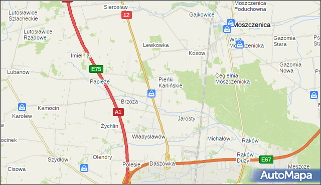 mapa Karlin gmina Moszczenica, Karlin gmina Moszczenica na mapie Targeo