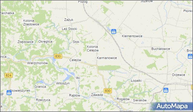 mapa Karmanowice, Karmanowice na mapie Targeo