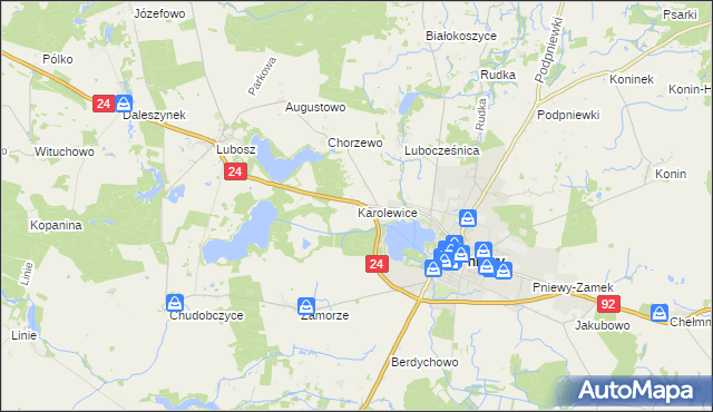 mapa Karolewice, Karolewice na mapie Targeo