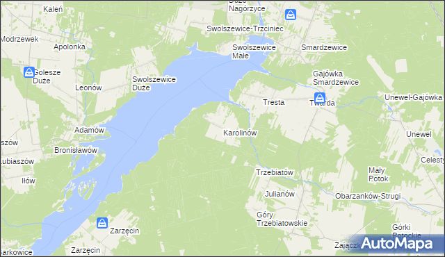 mapa Karolinów gmina Tomaszów Mazowiecki, Karolinów gmina Tomaszów Mazowiecki na mapie Targeo