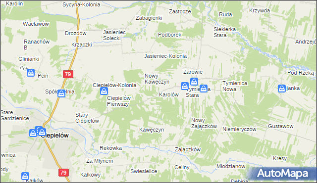 mapa Karolów gmina Chotcza, Karolów gmina Chotcza na mapie Targeo