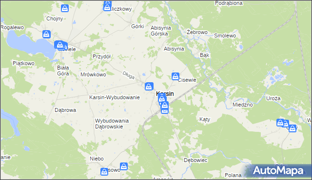 mapa Karsin powiat kościerski, Karsin powiat kościerski na mapie Targeo