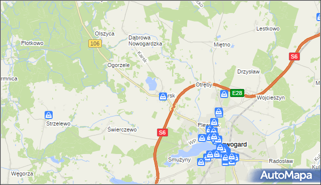 mapa Karsk gmina Nowogard, Karsk gmina Nowogard na mapie Targeo