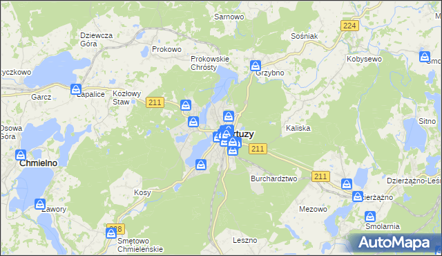 mapa Kartuzy, Kartuzy na mapie Targeo