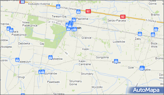 mapa Kaski gmina Baranów, Kaski gmina Baranów na mapie Targeo