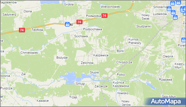 mapa Kaszewice, Kaszewice na mapie Targeo