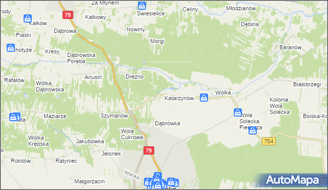 mapa Katarzynów gmina Lipsko, Katarzynów gmina Lipsko na mapie Targeo