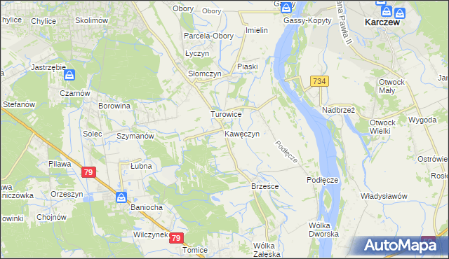 mapa Kawęczyn gmina Konstancin-Jeziorna, Kawęczyn gmina Konstancin-Jeziorna na mapie Targeo