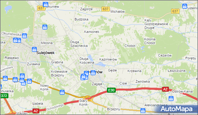 mapa Kazimierów gmina Halinów, Kazimierów gmina Halinów na mapie Targeo