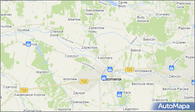 mapa Kazimierz gmina Lutomiersk, Kazimierz gmina Lutomiersk na mapie Targeo