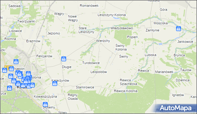 mapa Kazimierzów gmina Koluszki, Kazimierzów gmina Koluszki na mapie Targeo