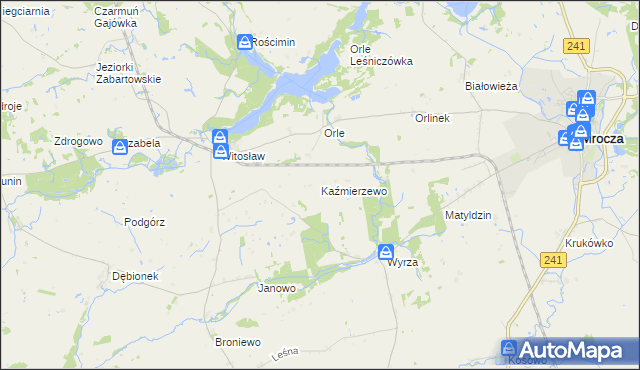 mapa Kaźmierzewo gmina Mrocza, Kaźmierzewo gmina Mrocza na mapie Targeo