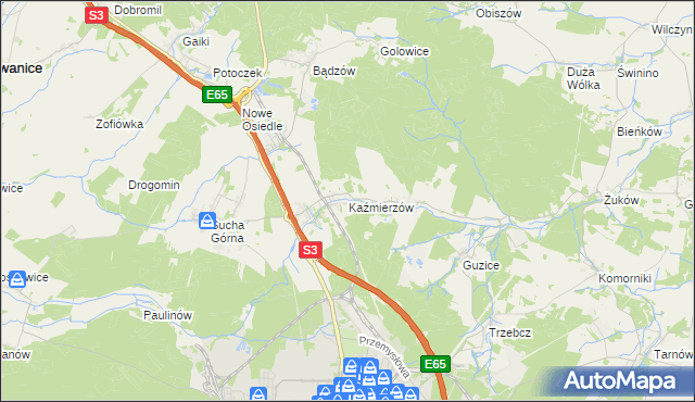 mapa Kaźmierzów, Kaźmierzów na mapie Targeo