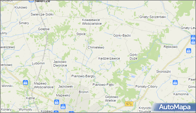 mapa Kędzierzawice, Kędzierzawice na mapie Targeo