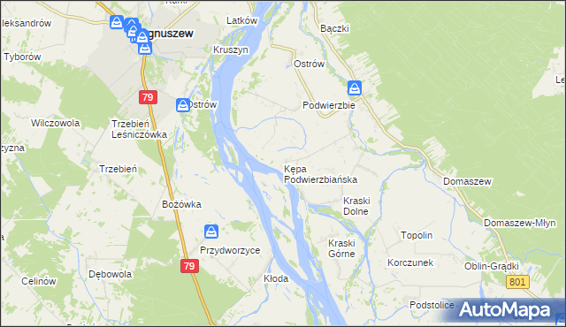 mapa Kępa Podwierzbiańska, Kępa Podwierzbiańska na mapie Targeo