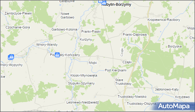 mapa Kierzki gmina Kobylin-Borzymy, Kierzki gmina Kobylin-Borzymy na mapie Targeo