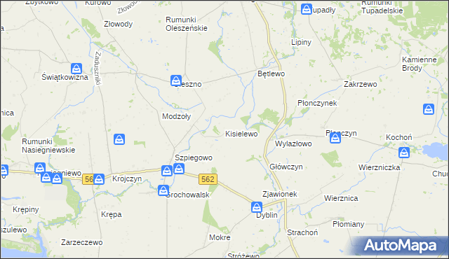 mapa Kisielewo gmina Dobrzyń nad Wisłą, Kisielewo gmina Dobrzyń nad Wisłą na mapie Targeo