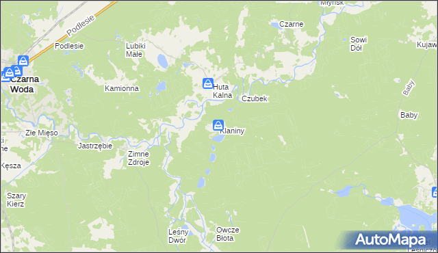 mapa Klaniny, Klaniny na mapie Targeo