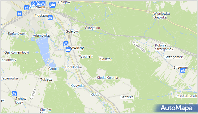 mapa Klasztor gmina Rytwiany, Klasztor gmina Rytwiany na mapie Targeo