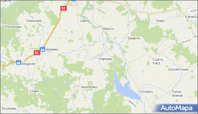 mapa Kłębowo, Kłębowo na mapie Targeo