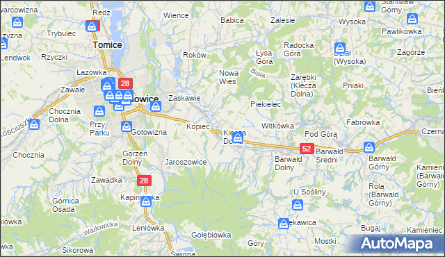 mapa Klecza Dolna, Klecza Dolna na mapie Targeo