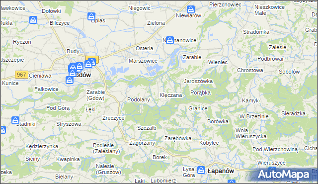 mapa Klęczana, Klęczana na mapie Targeo