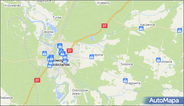 mapa Klępina, Klępina na mapie Targeo