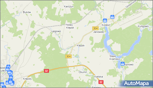 mapa Klępsk, Klępsk na mapie Targeo