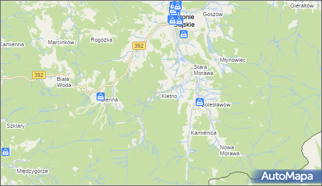 mapa Kletno, Kletno na mapie Targeo