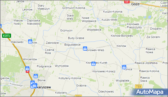 mapa Kłonówek-Wieś, Kłonówek-Wieś na mapie Targeo