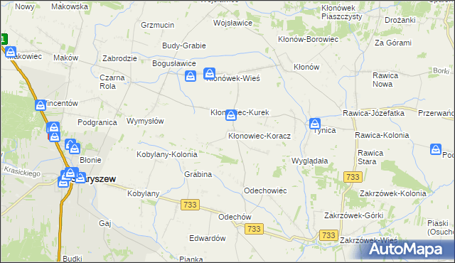 mapa Kłonowiec-Koracz, Kłonowiec-Koracz na mapie Targeo