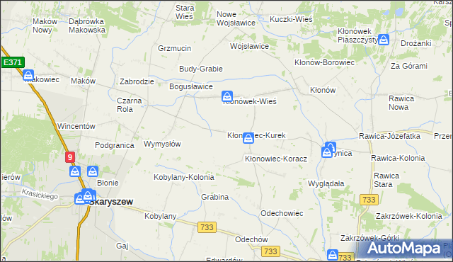 mapa Kłonowiec-Kurek, Kłonowiec-Kurek na mapie Targeo