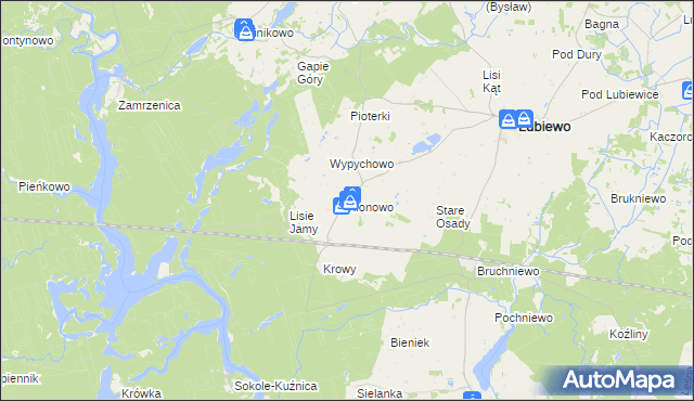 mapa Klonowo gmina Lubiewo, Klonowo gmina Lubiewo na mapie Targeo