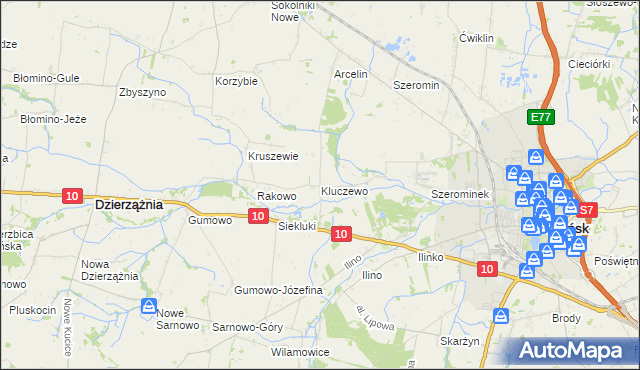 mapa Kluczewo gmina Płońsk, Kluczewo gmina Płońsk na mapie Targeo