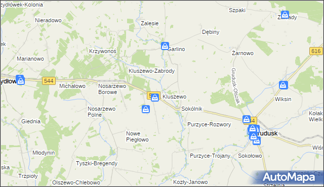 mapa Kluszewo, Kluszewo na mapie Targeo