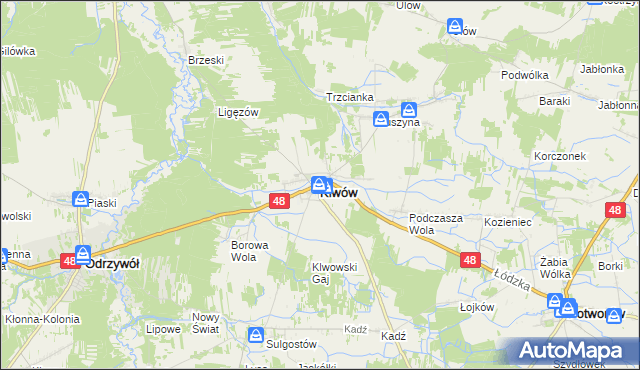 mapa Klwów, Klwów na mapie Targeo