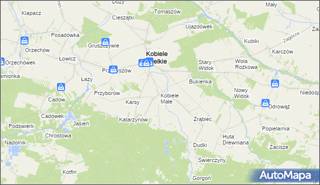 mapa Kobiele Małe, Kobiele Małe na mapie Targeo