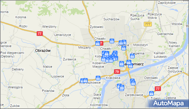 mapa Kobierniki gmina Samborzec, Kobierniki gmina Samborzec na mapie Targeo