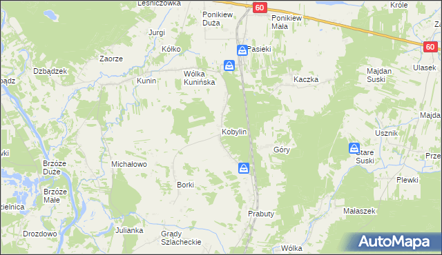 mapa Kobylin gmina Goworowo, Kobylin gmina Goworowo na mapie Targeo