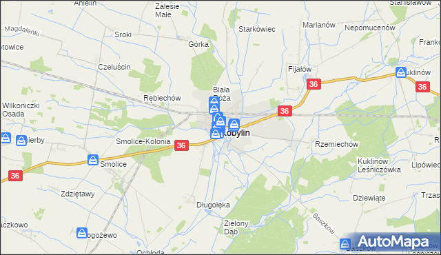 mapa Kobylin powiat krotoszyński, Kobylin powiat krotoszyński na mapie Targeo