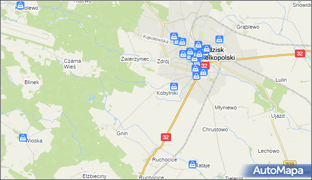 mapa Kobylniki gmina Grodzisk Wielkopolski, Kobylniki gmina Grodzisk Wielkopolski na mapie Targeo