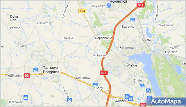 mapa Kobylniki gmina Rokietnica, Kobylniki gmina Rokietnica na mapie Targeo