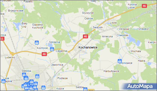 mapa Kochanowice, Kochanowice na mapie Targeo