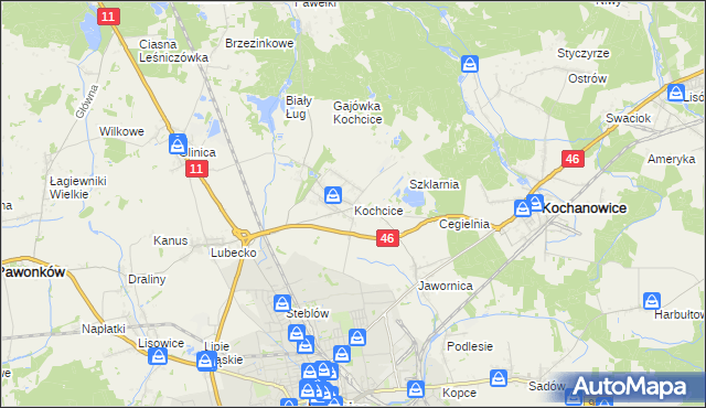 mapa Kochcice, Kochcice na mapie Targeo