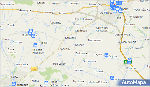 mapa Kochów gmina Opatów, Kochów gmina Opatów na mapie Targeo