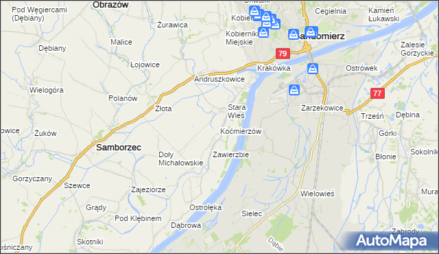 mapa Koćmierzów, Koćmierzów na mapie Targeo
