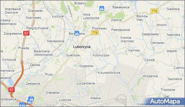 mapa Kocmyrzów, Kocmyrzów na mapie Targeo