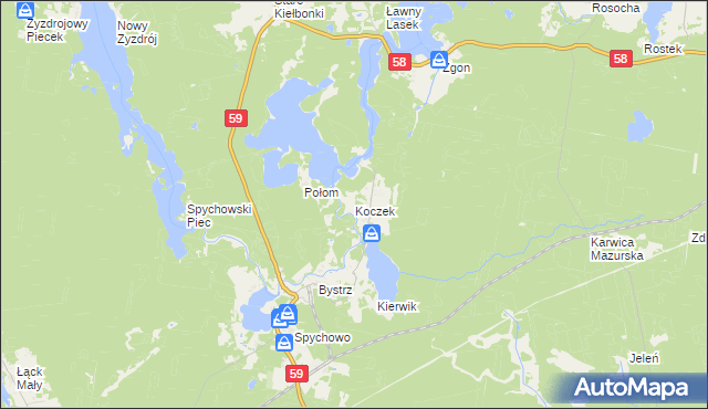 mapa Koczek, Koczek na mapie Targeo