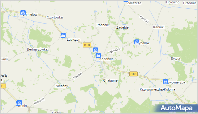 mapa Kodeniec, Kodeniec na mapie Targeo