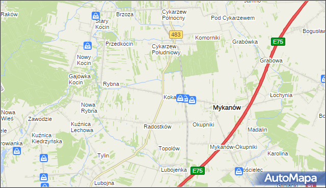 mapa Kokawa, Kokawa na mapie Targeo